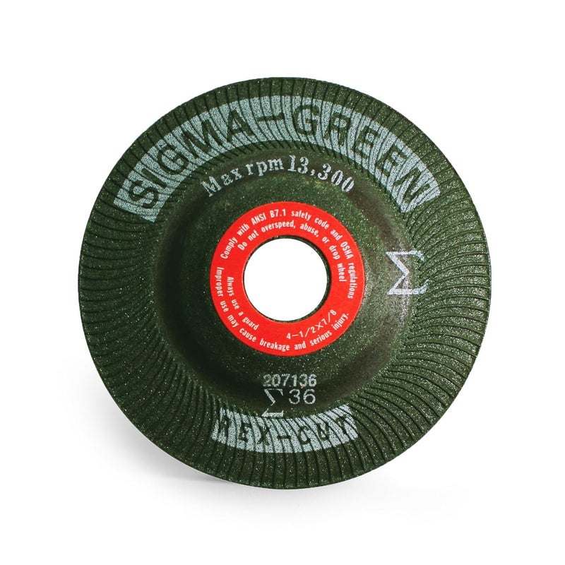 Rex-Cut Sigma Green Grinding Wheel 4-1/2 x 7/8 36 Grit (5 PCS) - Image 1